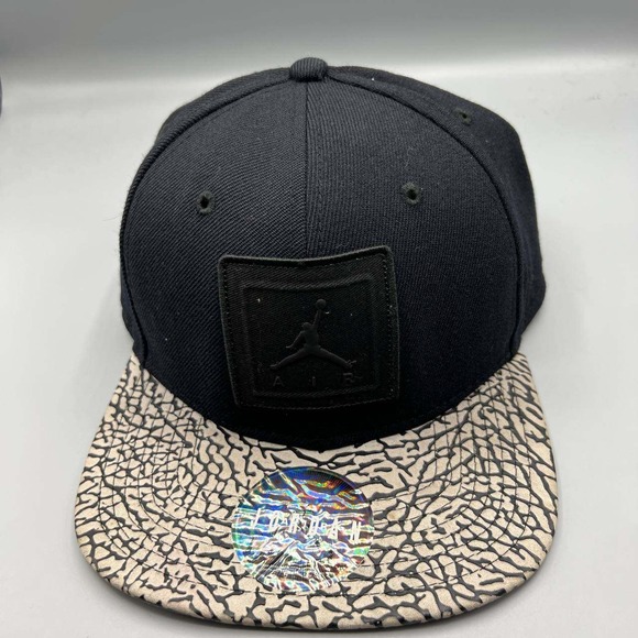 Air Jordan Hat Men Black Cement Elephant Embroidered Jumpman Strap Back Cap